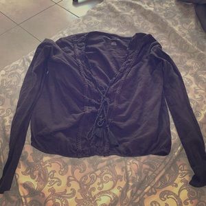 American eagle dark gray long sleeve crop top